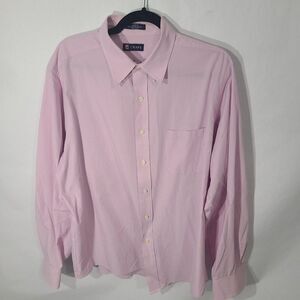 Men's Chaps Classic Fit Oxford Shirt Sz 17 1/2  36/37 Button Up Pink White Check